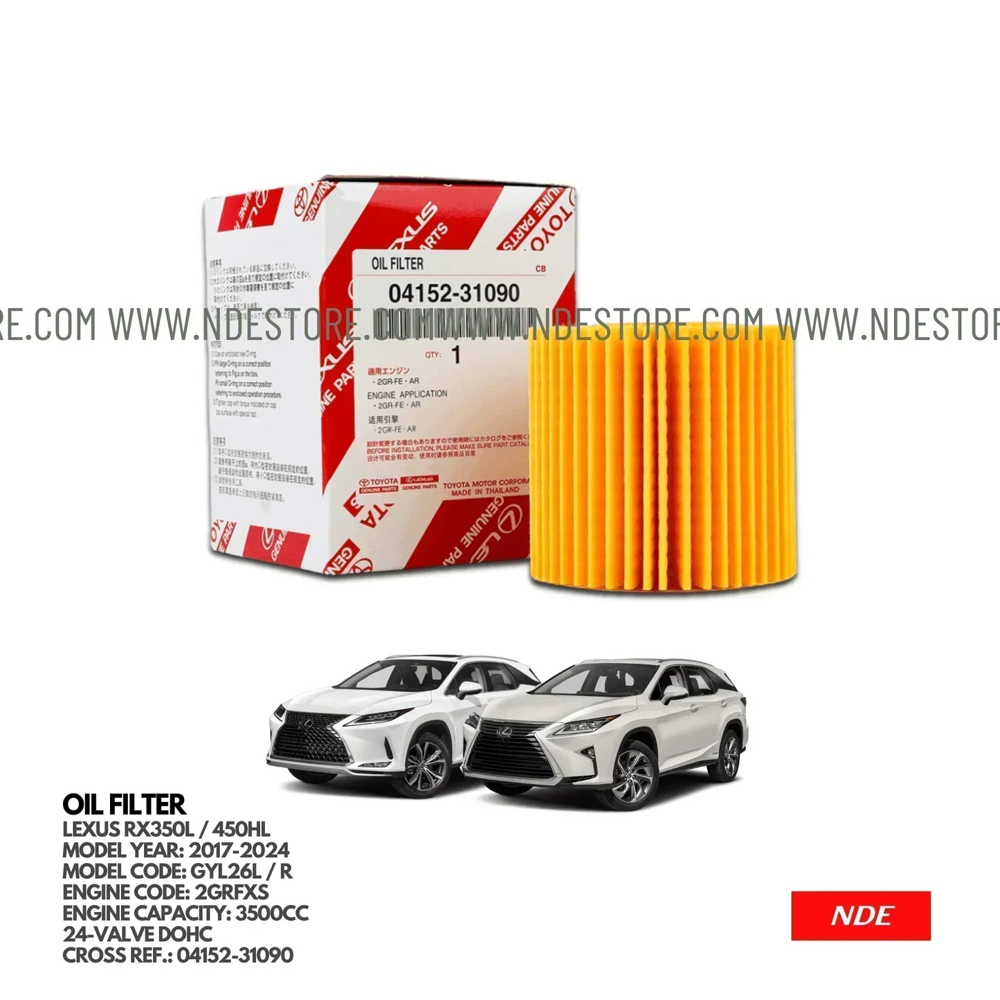 OIL FILTER ASSY FOR LEXUS RX350L / 450 HL (2017-2024) - ndestore.com