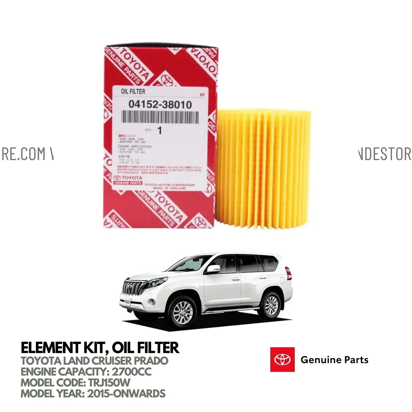 OIL FILTER GENUINE FOR TOYOTA LAND CRUISER PRADO 2700CC (2015-2024) - ndestore.com