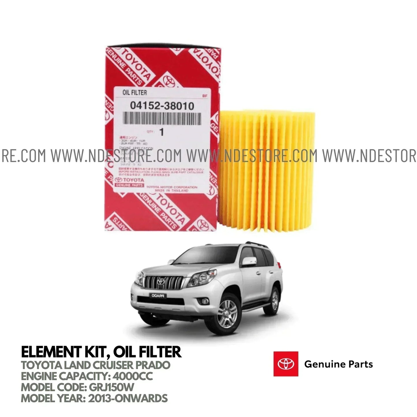 OIL FILTER GENUINE FOR TOYOTA LAND CRUISER PRADO 4000CC (2013-2024) - ndestore.com