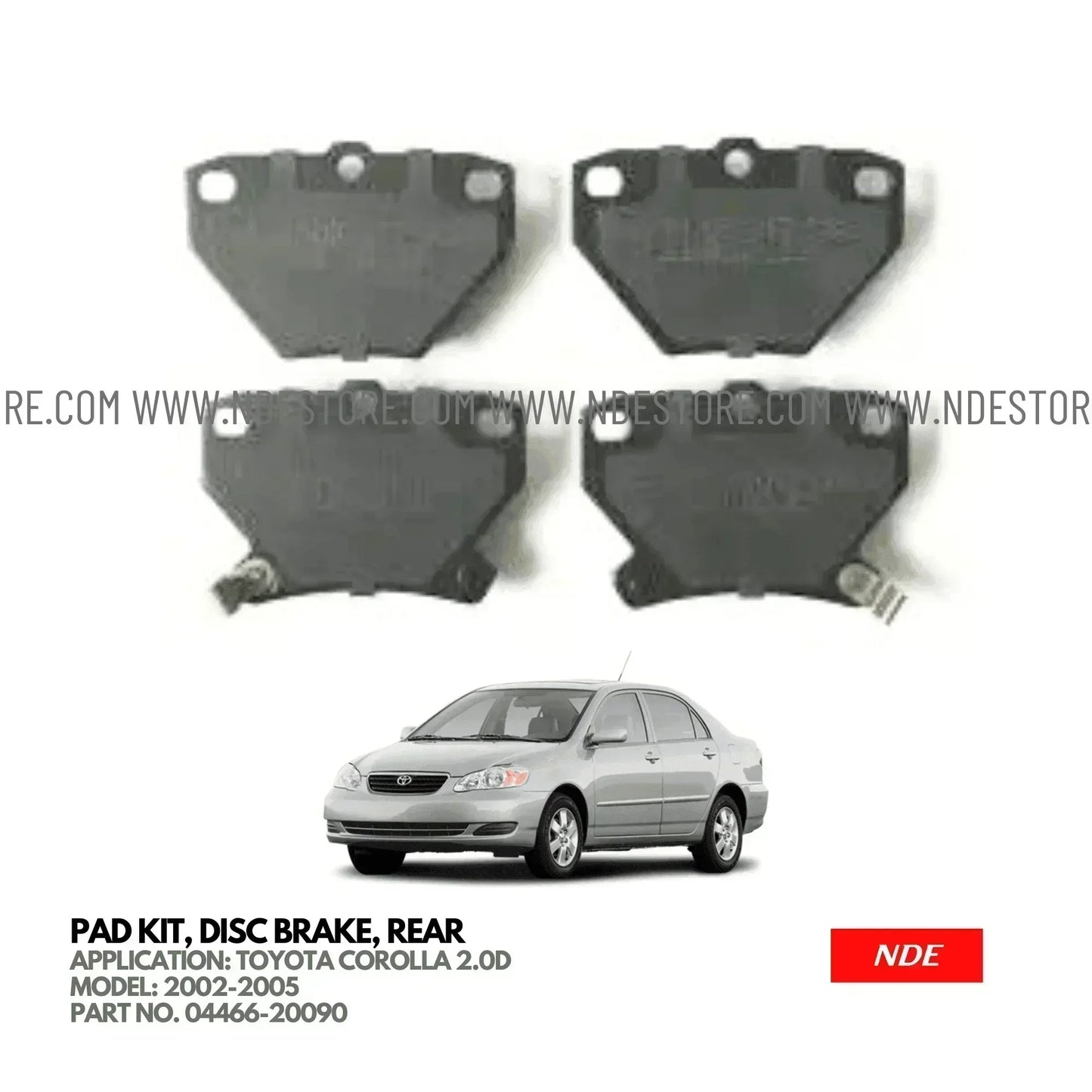 BRAKE DISC PAD SET REAR GENUINE FOR TOYOTA COROLLA 2.0D (2002-2005) - ndestore.com