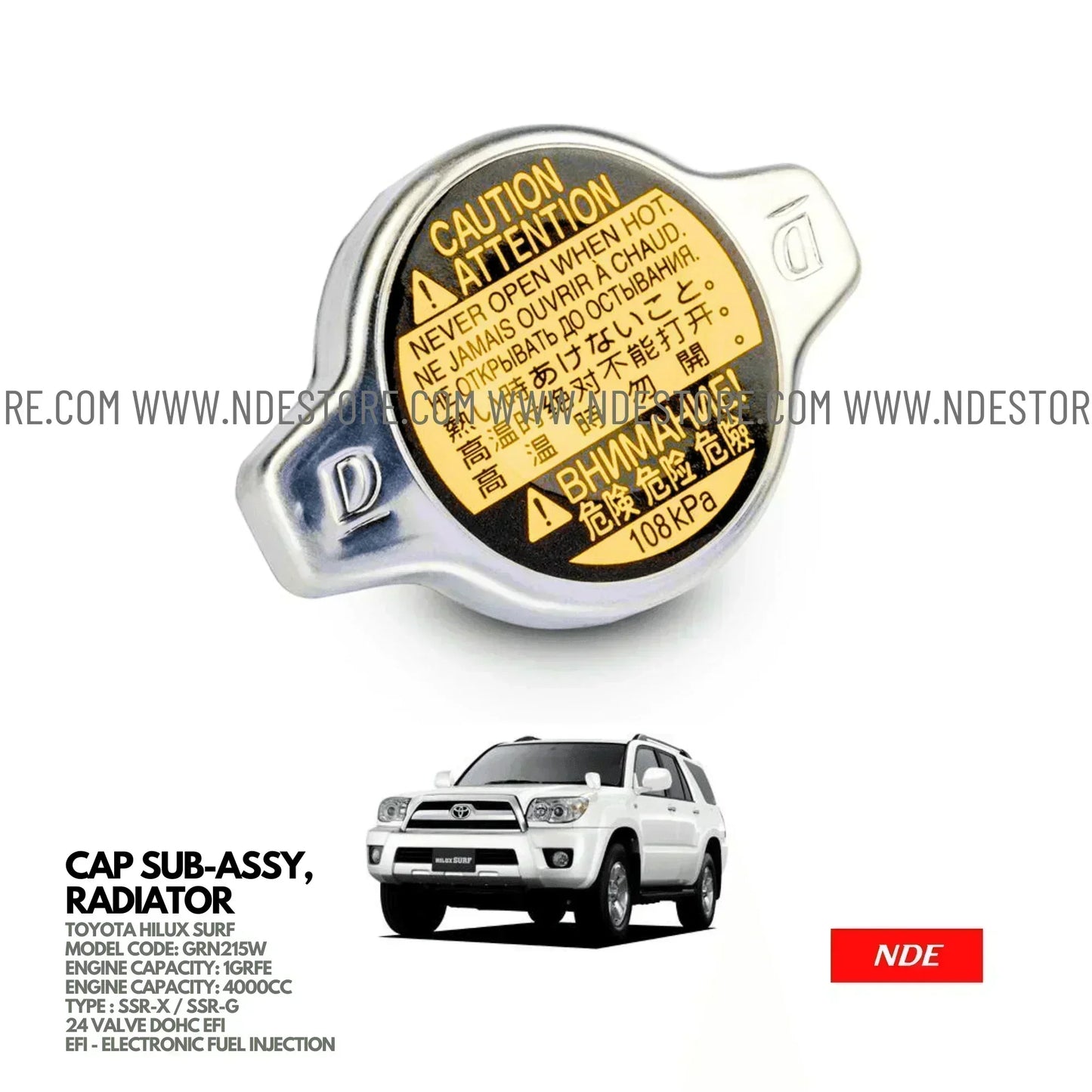 RADIATOR CAP FOR TOYOTA HILUX SURF SSR (2005-2009) - ndestore.com
