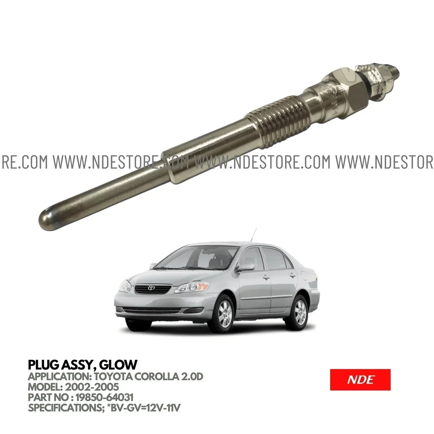 PLUG ASSY GLOW FOR TOYOTA COROLLA 2.0D (2002-2005) - ndestore.com