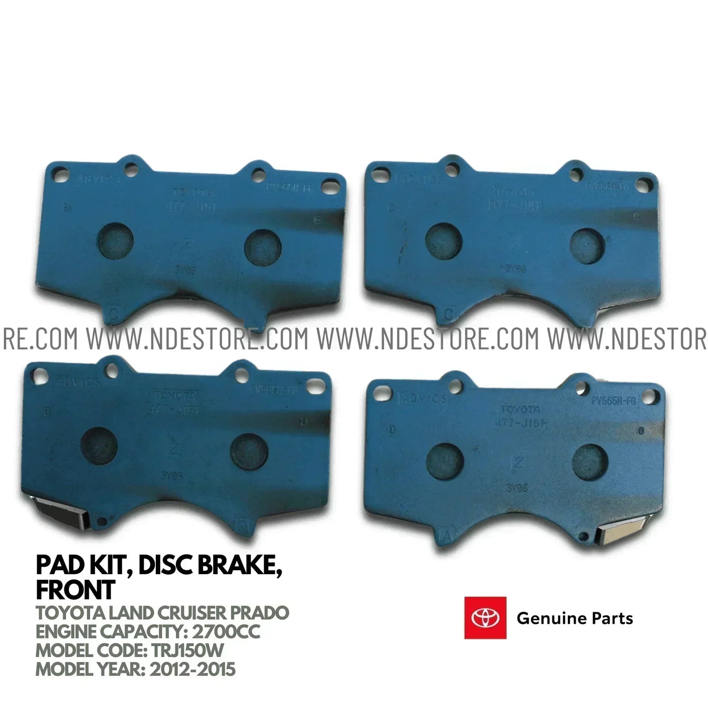 BRAKE DISC PAD SET FRONT GENUINE FOR TOYOTA LAND CRUISER PRADO 2700CC (2012-2015) - ndestore.com