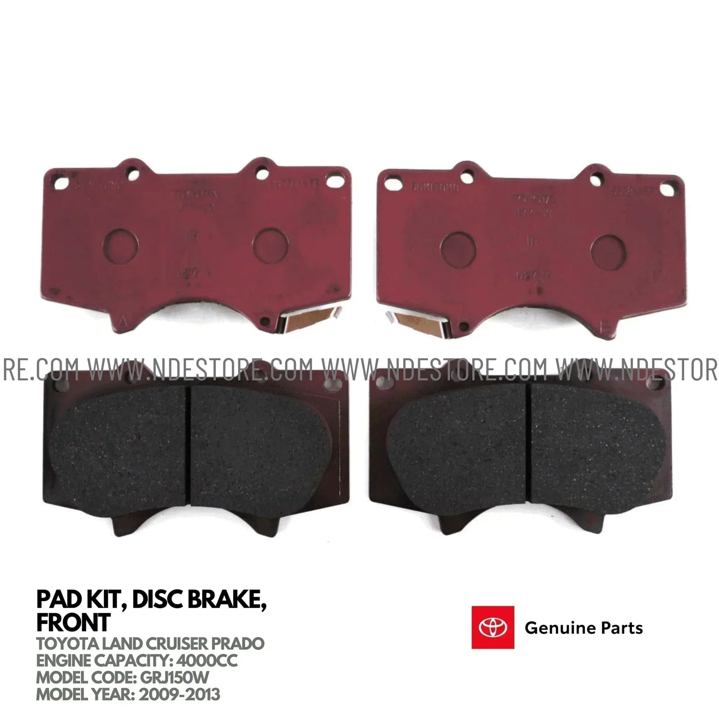 BRAKE DISC PAD SET FRONT GENUINE FOR TOYOTA LAND CRUISER PRADO 4000CC (2009-2013) - ndestore.com