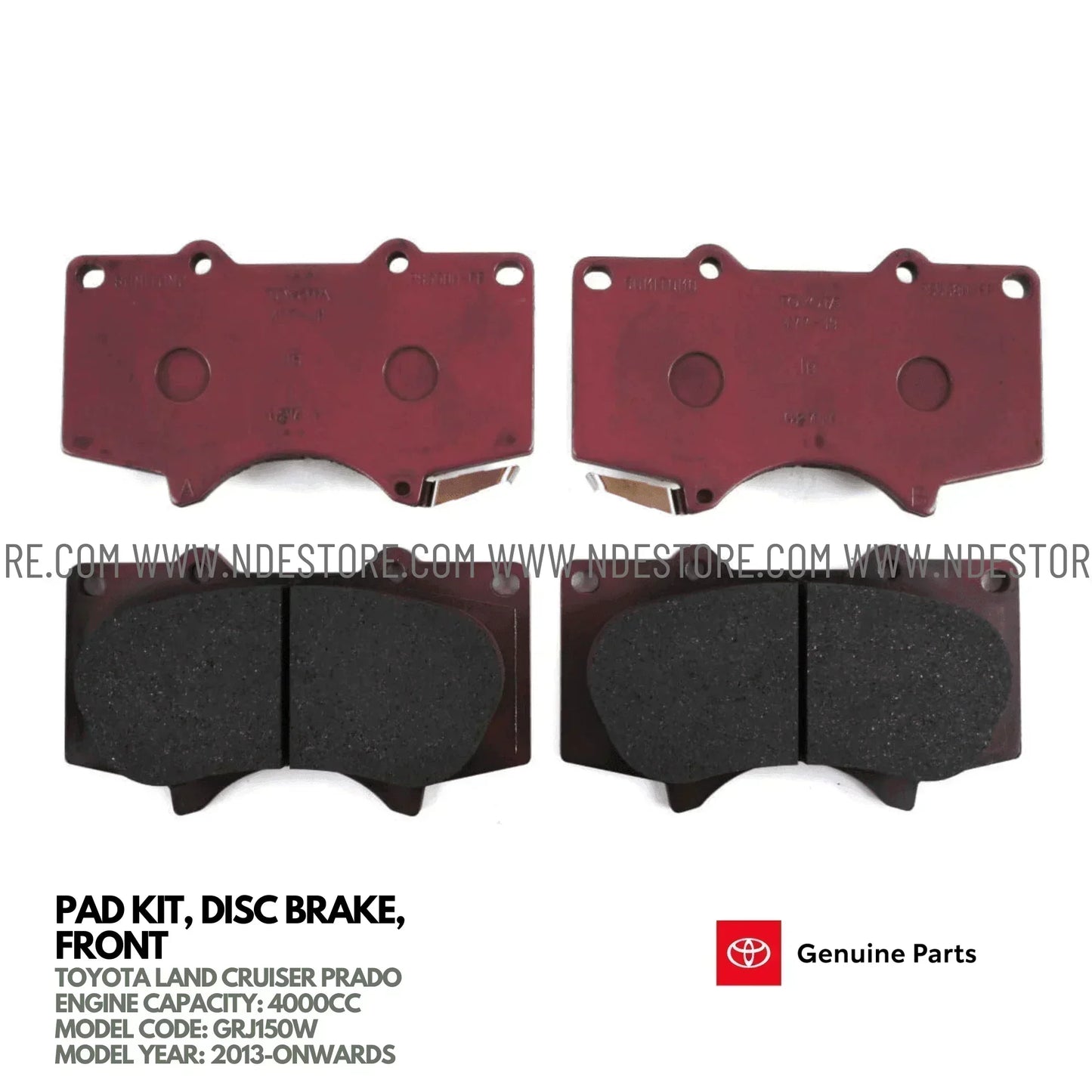 BRAKE DISC PAD SET FRONT GENUINE FOR TOYOTA LAND CRUISER PRADO 4000CC (2013-2025) - ndestore.com