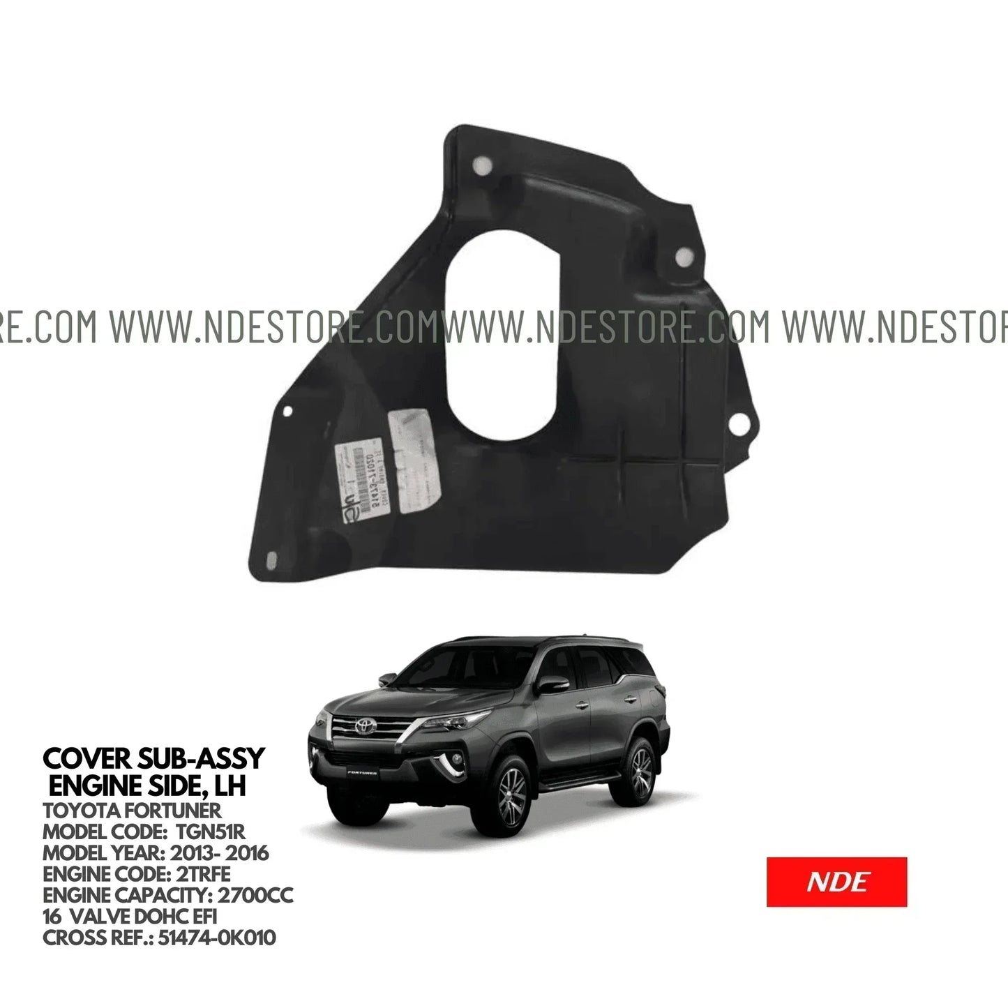 ENGINE SHIELD LEFT SIDE FOR TOYOTA FORTUNER (2013-2016) - ndestore.com
