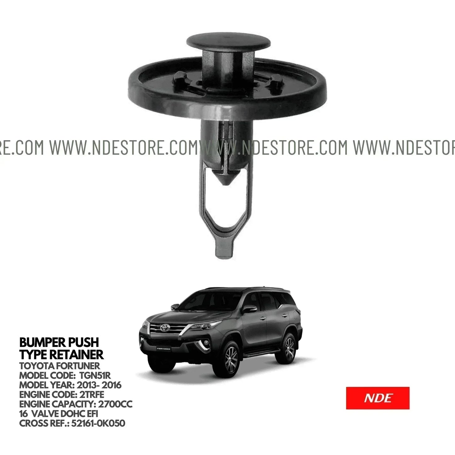 PUSH TYPE RETAINER BUMPER FOR TOYOTA FORTUNER (2013-2016) - ndestore.com
