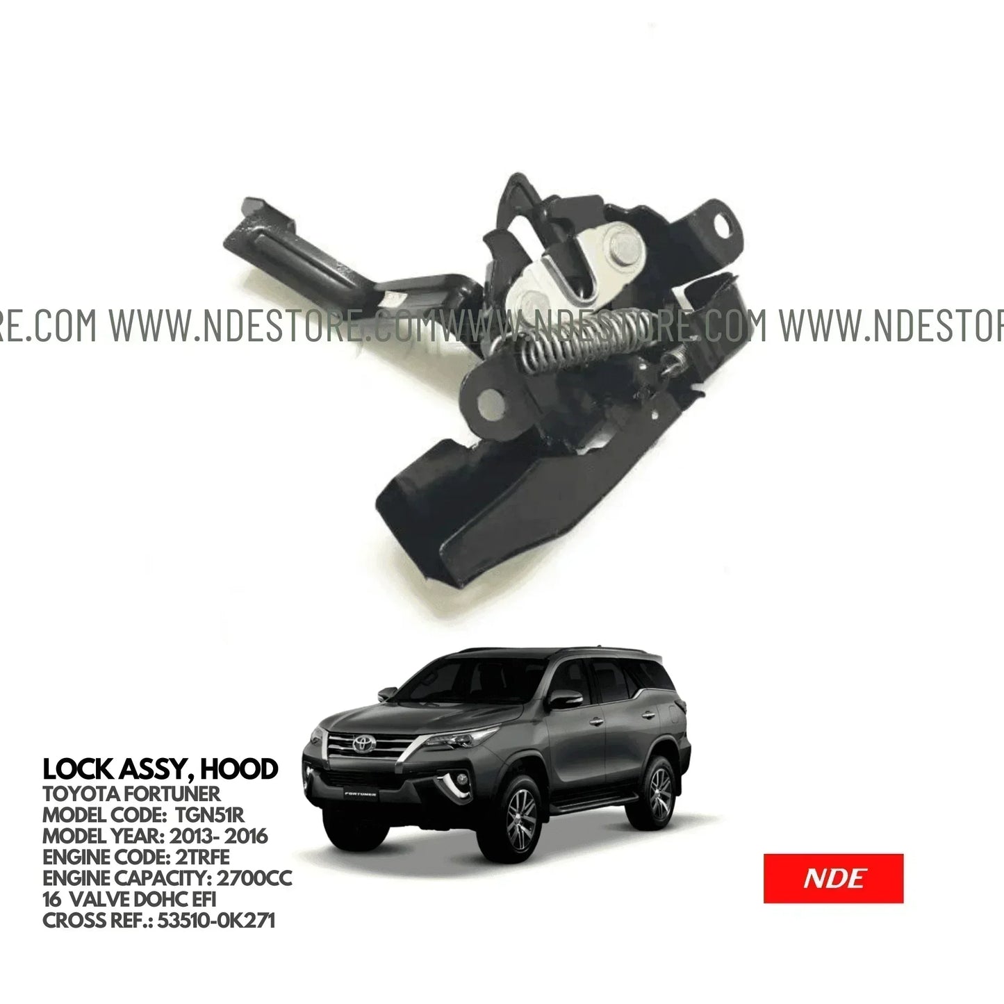 LOCK ASSY, HOOD FOR TOYOTA FORTUNER (2013-2016) - ndestore.com