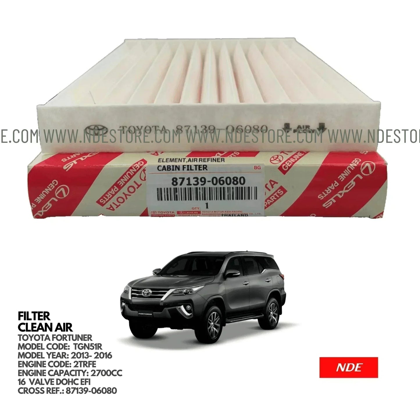 CABIN AC FILTER GENUINE FOR TOYOTA FORTUNER (2016-2025) - ndestore.com
