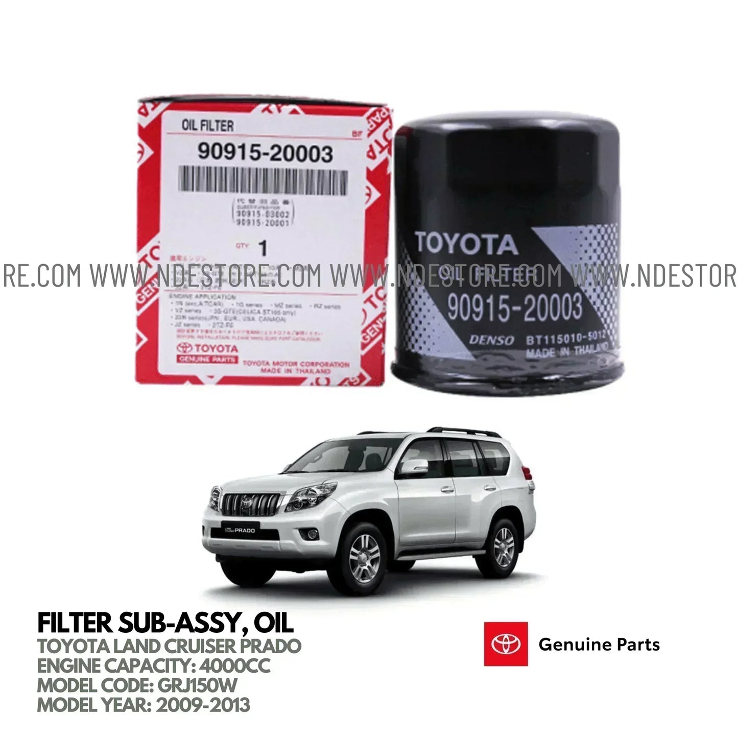 OIL FILTER GENUINE FOR TOYOTA LAND CRUISER PRADO 4000CC (2009-2013) - ndestore.com
