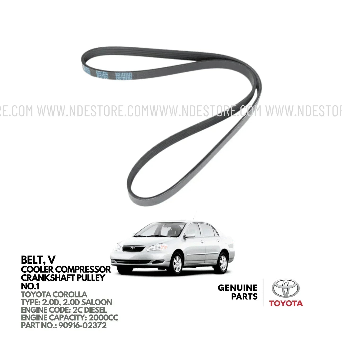 BELT V FOR COOLER COMPRESSOR TO CRANKSHAFT PULLEY NO 1 FOR TOYOTA COROLLA 2.0D (2008-2011) - ndestore.com