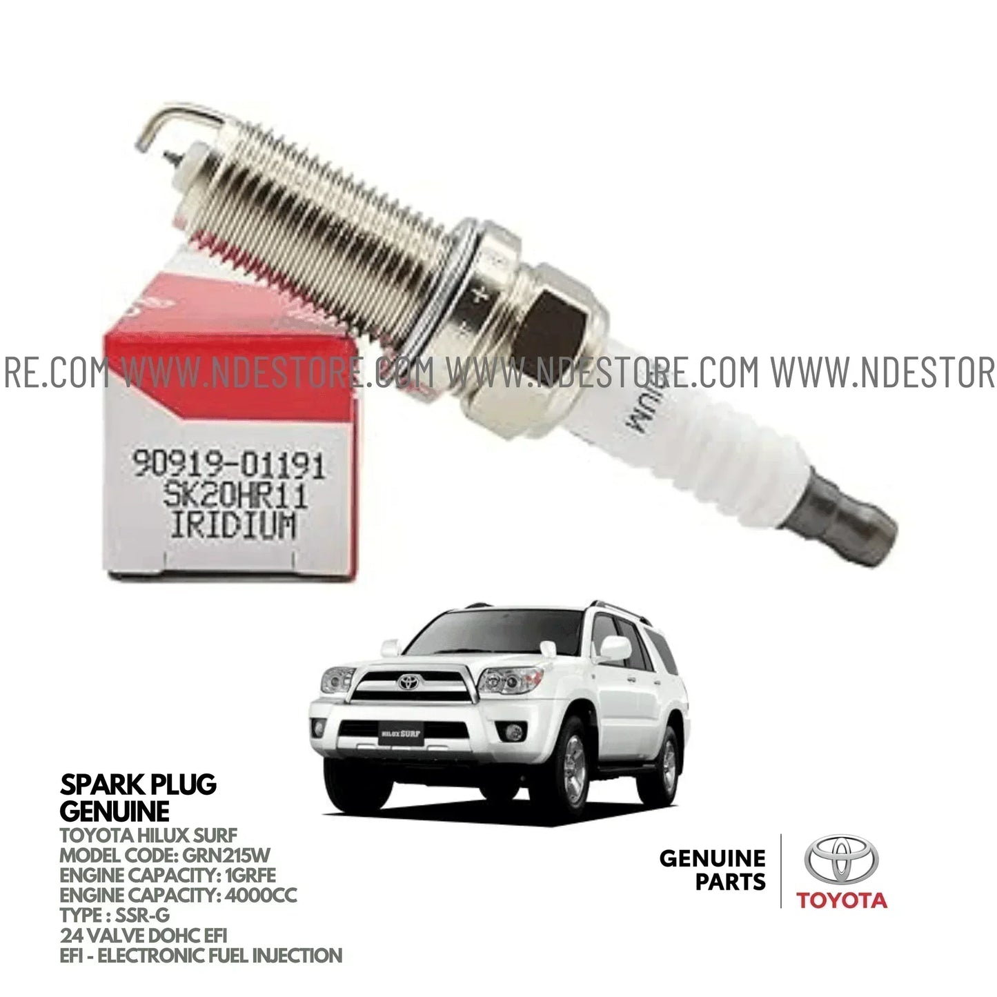SPARK PLUG IRIDIUM GENUINE FOR TOYOTA HILUX SURF SSR-G (2005-2009) - ndestore.com