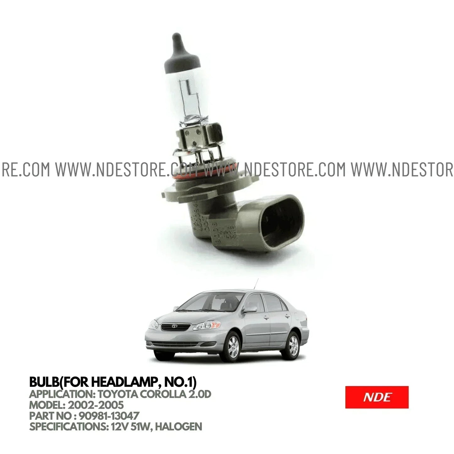 BULB HEADLAMP NO.1 FOR TOYOTA COROLLA 2.0D (2002-2005) - ndestore.com