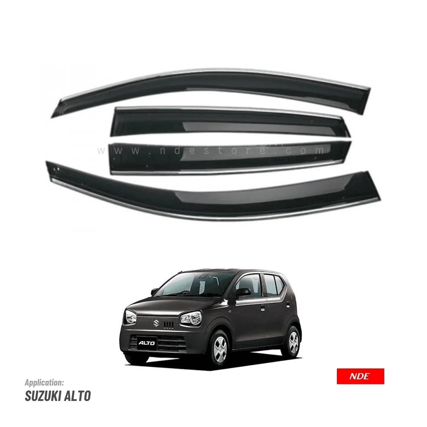 AIR PRESS BLACK TINTED DOOR WINDOW VISOR FOR SUZUKI ALTO (2018-2025) - ndestore.com