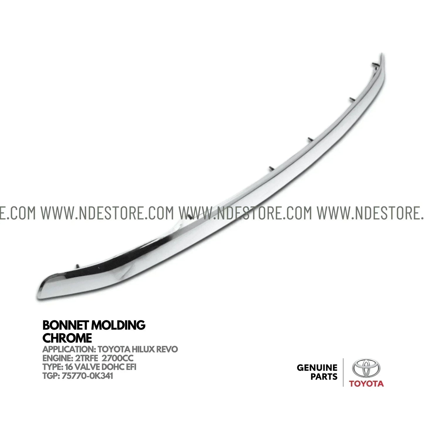 BONNET MOLDING CHROME FOR TOYOTA HILUX REVO (2017-2025) - ndestore.com