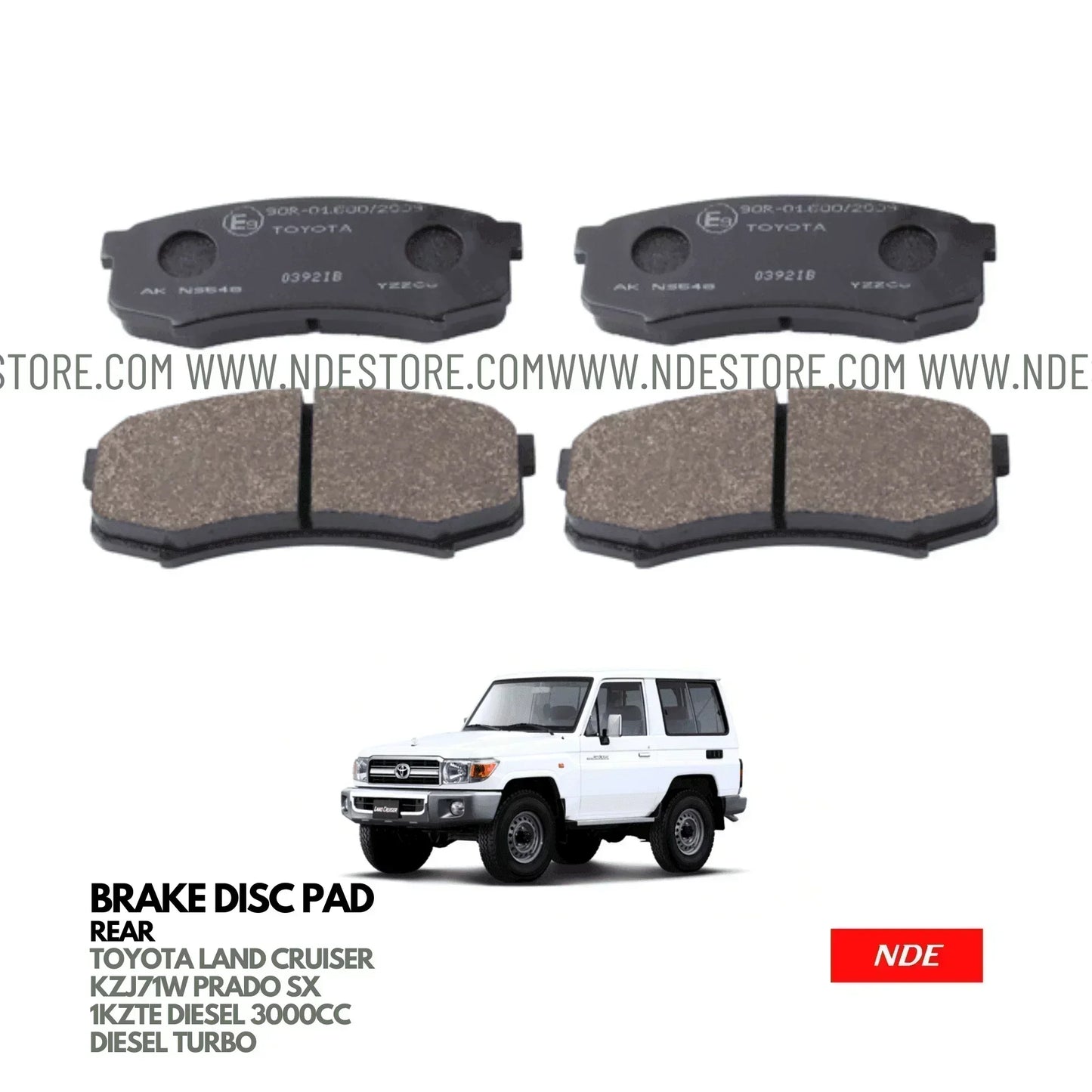 BRAKE DISC PAD SET REAR GENUINE FOR TOYOTA LAND CRUISER (KZJ71) - ndestore.com