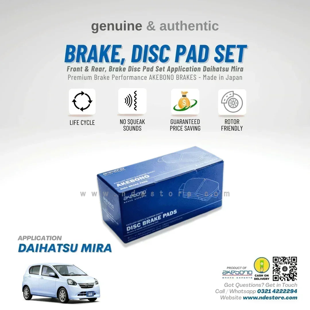 BRAKE DISC PAD SET FRONT AKEBONO FOR DAIHATSU MIRA e.iS - ndestore.com