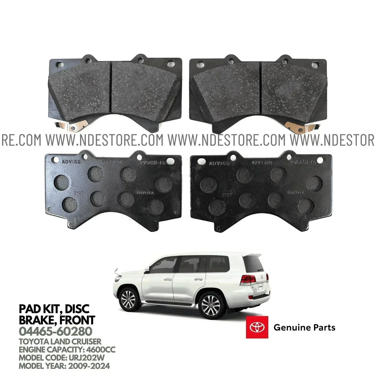 BRAKE DISC PAD SET FRONT GENUINE FOR TOYOTA LAND CRUISER 4600CC (2008-2025) - ndestore.com