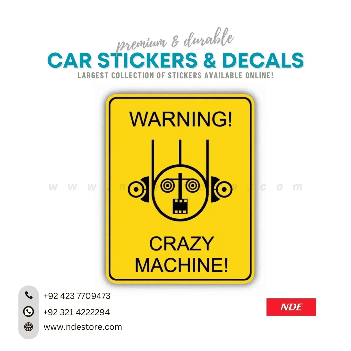 STICKER WARNING CRAZY MACHINE - ndestore.com