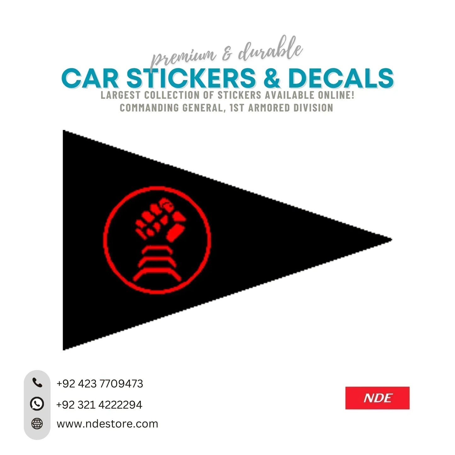 STICKER PAKISTAN ARMY COMMANDING GENERAL OF 1ST ARMORED DIVISION - ndestore.com