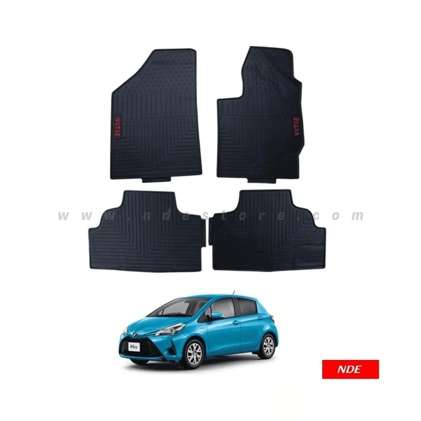FLOOR MAT RUBBER / LATEX ANTI SLIP SILICONE FOR TOYOTA VITZ (2018-2025) (IMPORTED) - ndestore.com