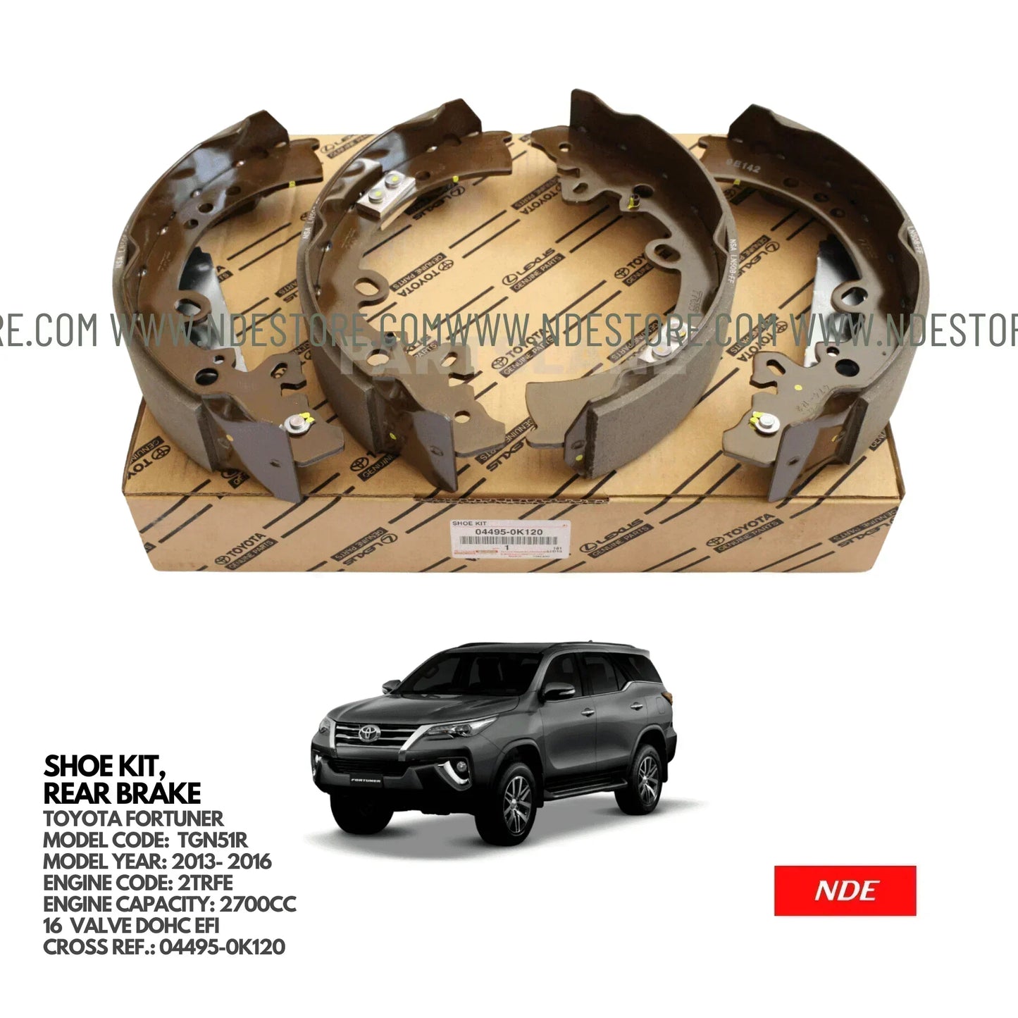 BRAKE SHOE KIT REAR GENUINE FOR TOYOTA FORTUNER (2013-2018) - ndestore.com