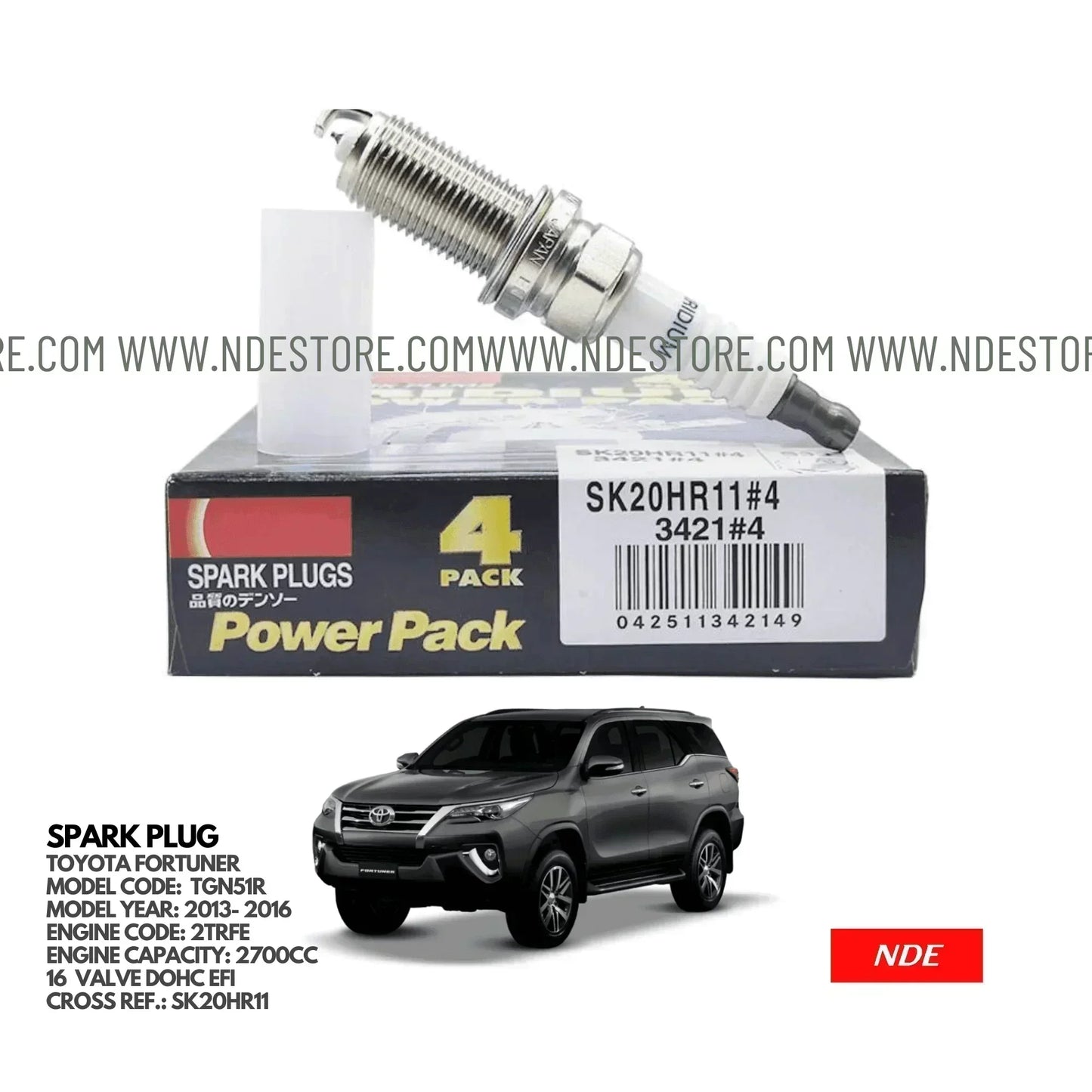 SPARK PLUG DENSO IRIDIUM FOR TOYOTA FORTUNER (2013-2016) - ndestore.com