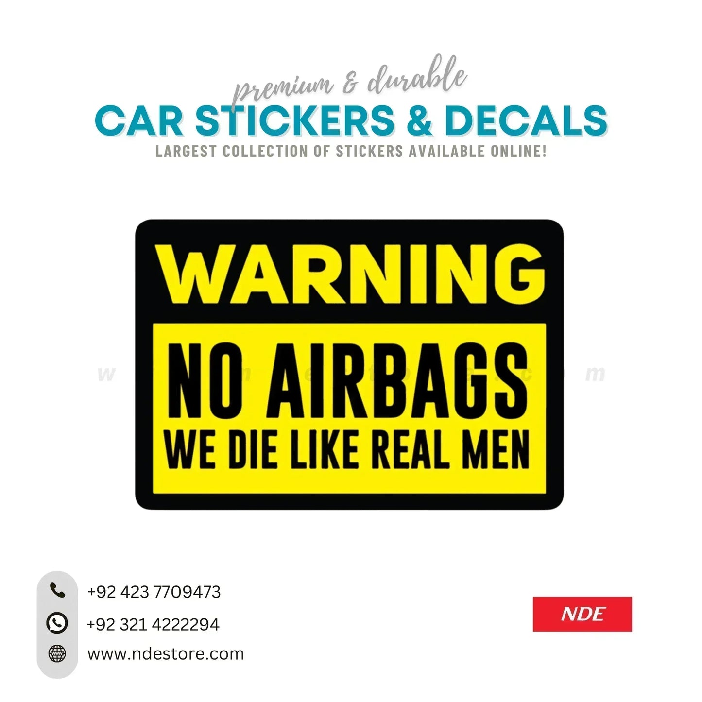 STICKER WARNING NO AIR BAGS - ndestore.com