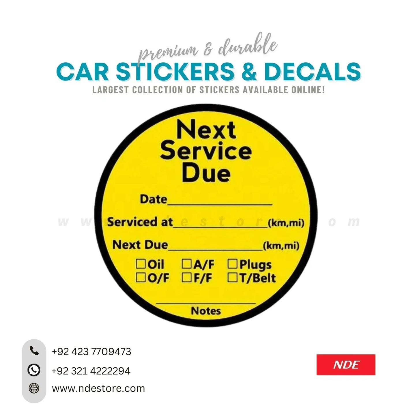 STICKER NEXT SERVICE DUE / OIL CHANGE STICKER - ndestore.com