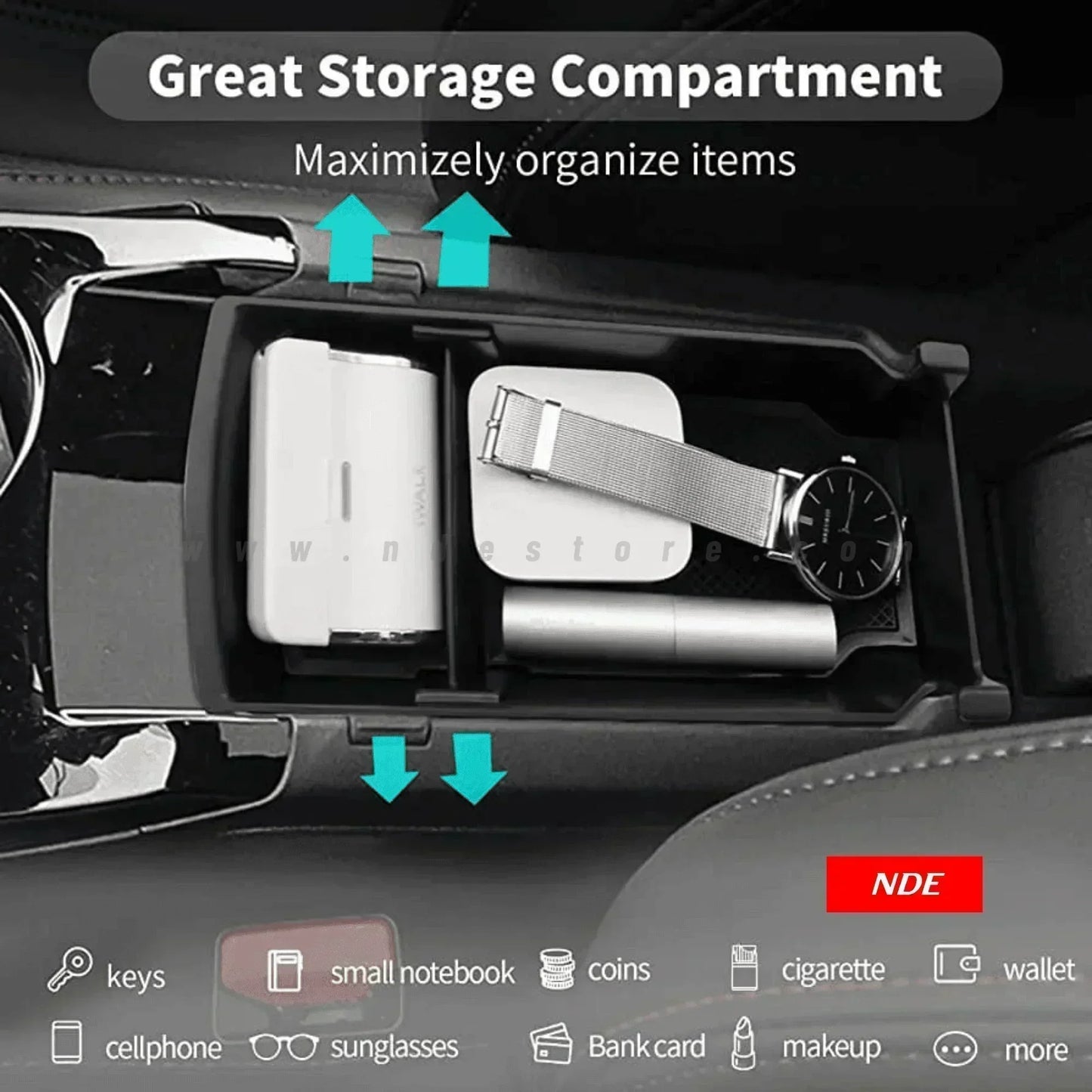 STORAGE BOX ARM REST ORGANIZER FOR PEUGEOT 2008 - ndestore.com