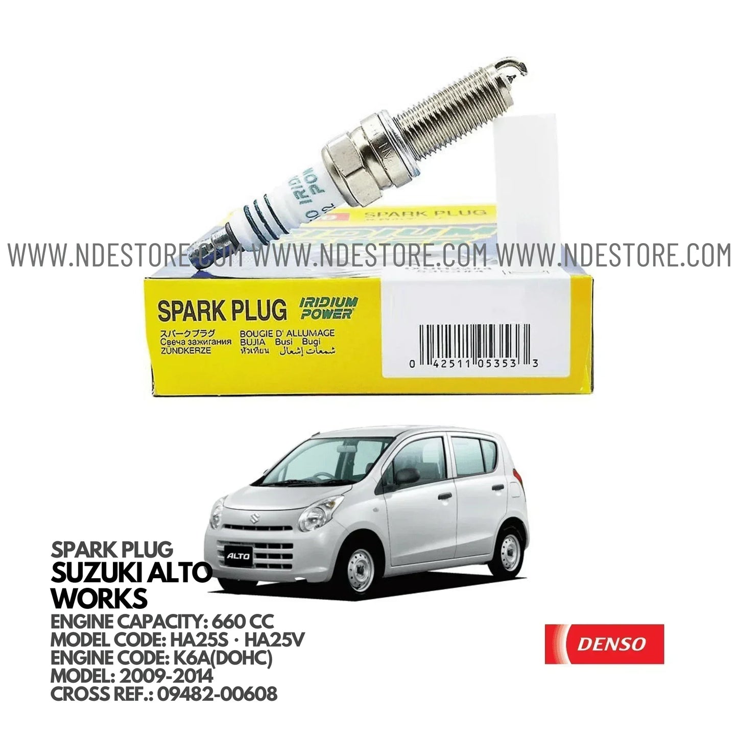 SPARK PLUG IRIDIUM FOR SUZUKI ALTO WORKS HA25 (2009-2014) - ndestore.com