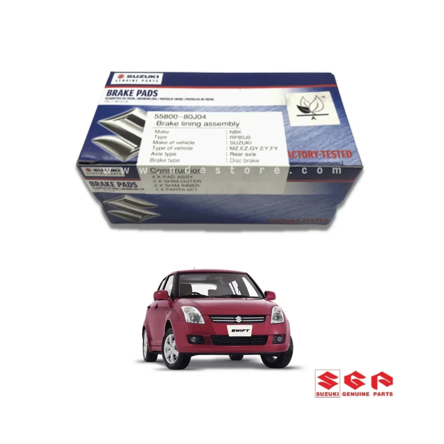 BRAKE, DISC PAD FRONT GENUINE FOR SUZUKI SWIFT (2008-2018) - ndestore.com