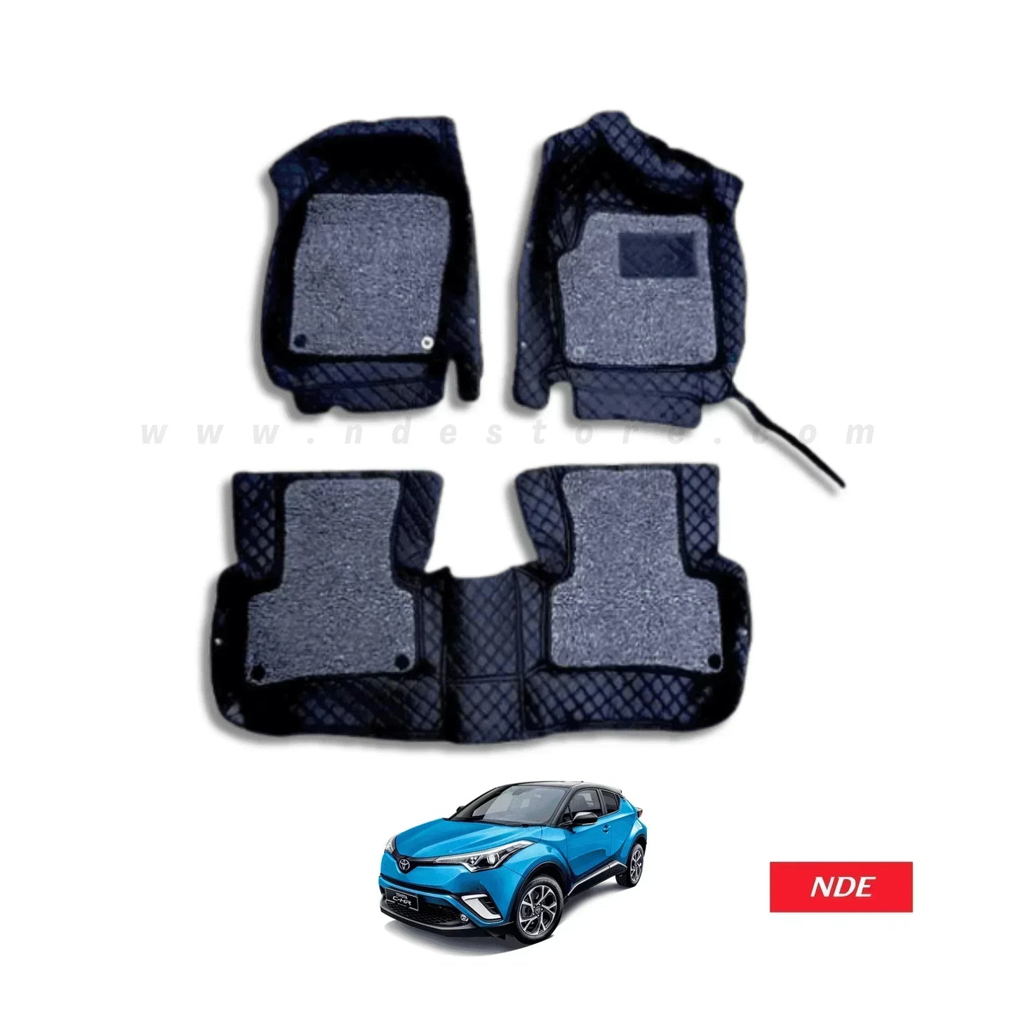 FLOOR MAT 9D STYLE BLACK WITH GRASS COIL MAT FOR TOYOTA CHR - ndestore.com