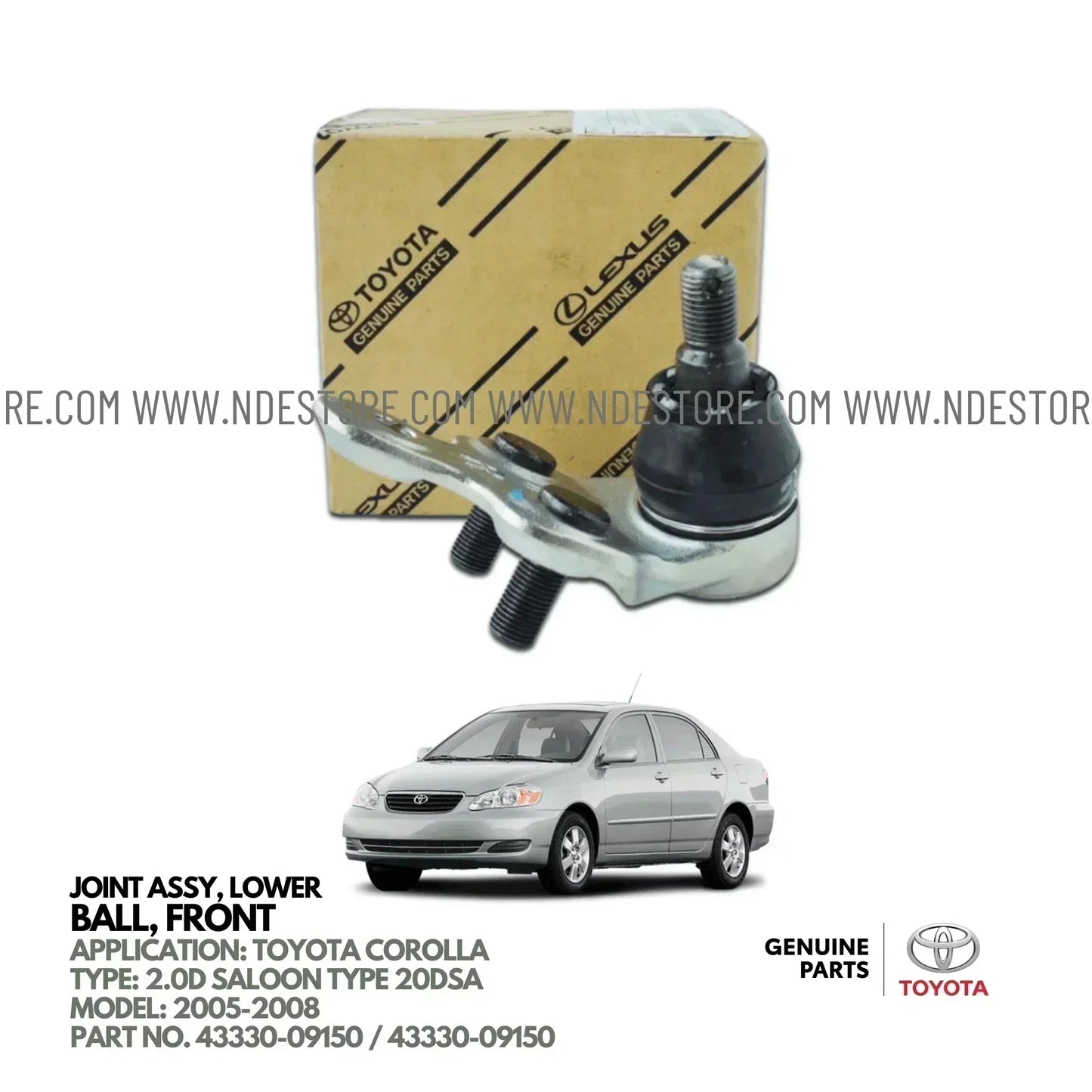 BALL JOINT ASSY CONTROL ARM FRONT LOWER GENUINE FOR TOYOTA COROLLA 2.0D SALOON (2002-2008) - ndestore.com