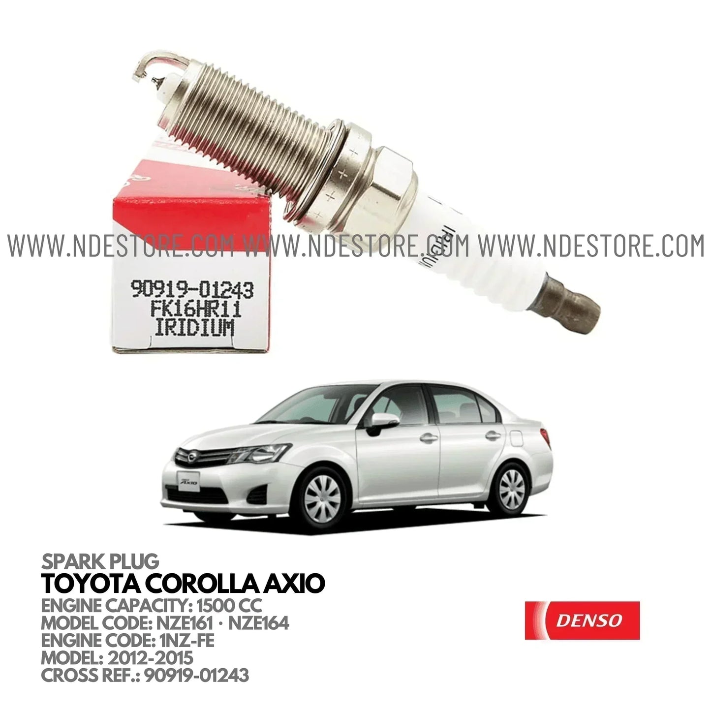 SPARK PLUG FOR TOYOTA COROLLA AXIO 1500CC (2012-2015) - ndestore.com