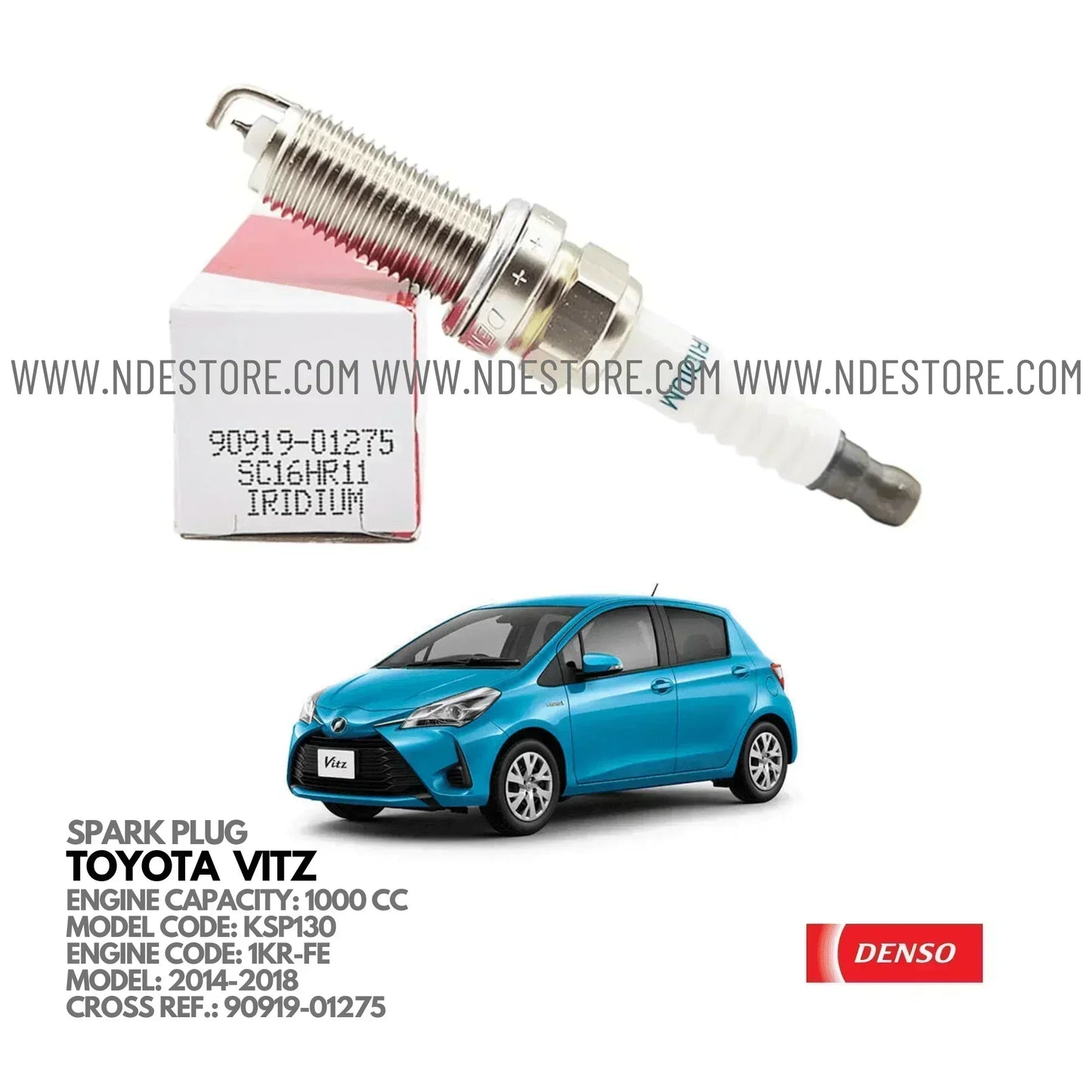 SPARK PLUG DENSO IRIDIUM FOR TOYOTA VITZ (1000CC, 2014-2018) - ndestore.com