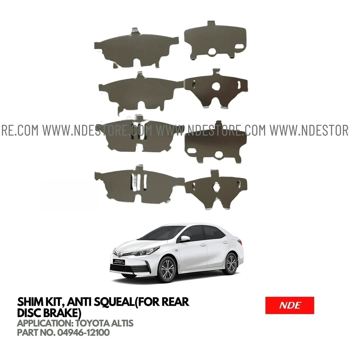 SHIM KIT REAR DISC BRAKE FOR TOYOTA ALTIS (2008-2024) - ndestore.com
