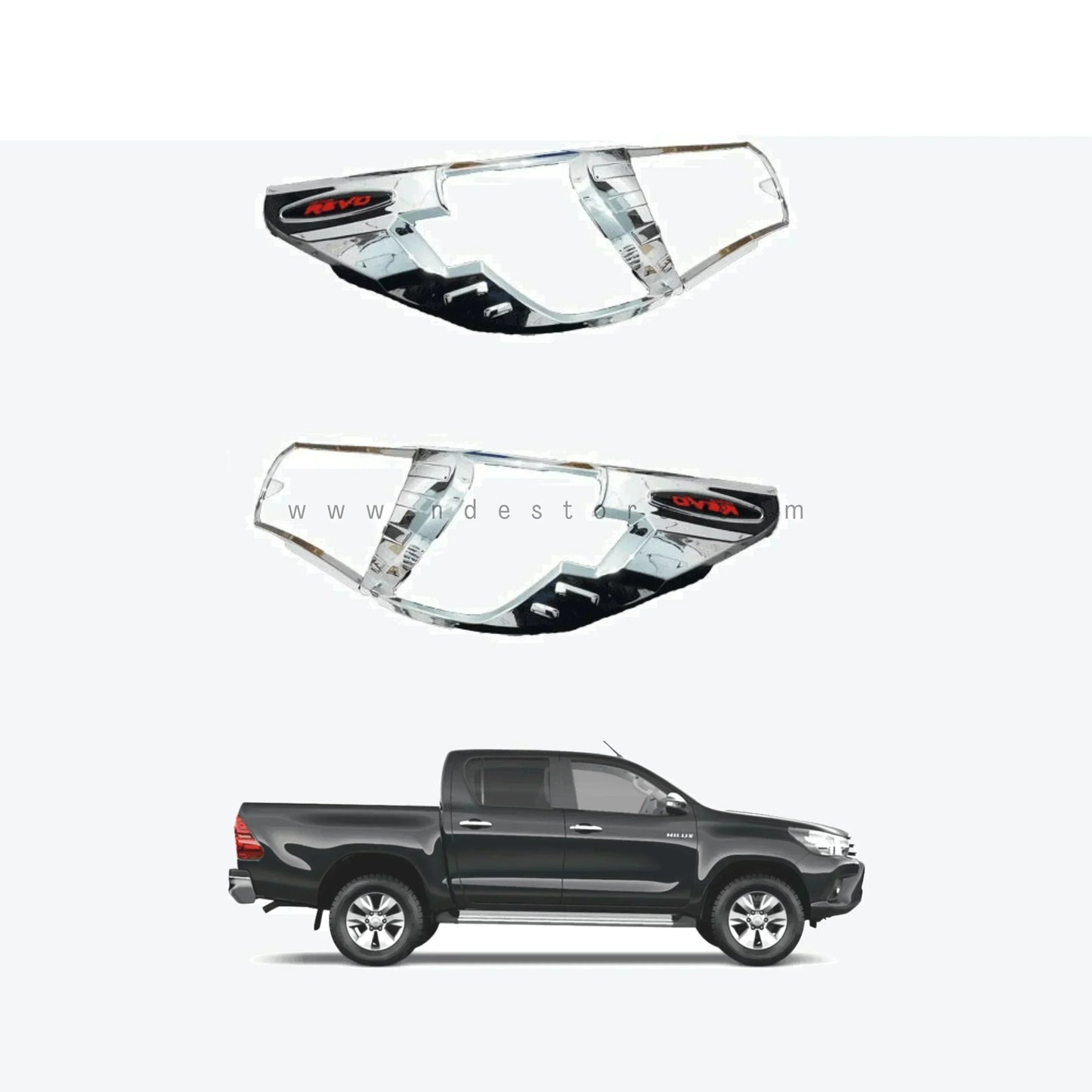 HEAD LIGHT CHROME COVER FOR TOYOTA HILUX REVO (2016-2022) - ndestore.com