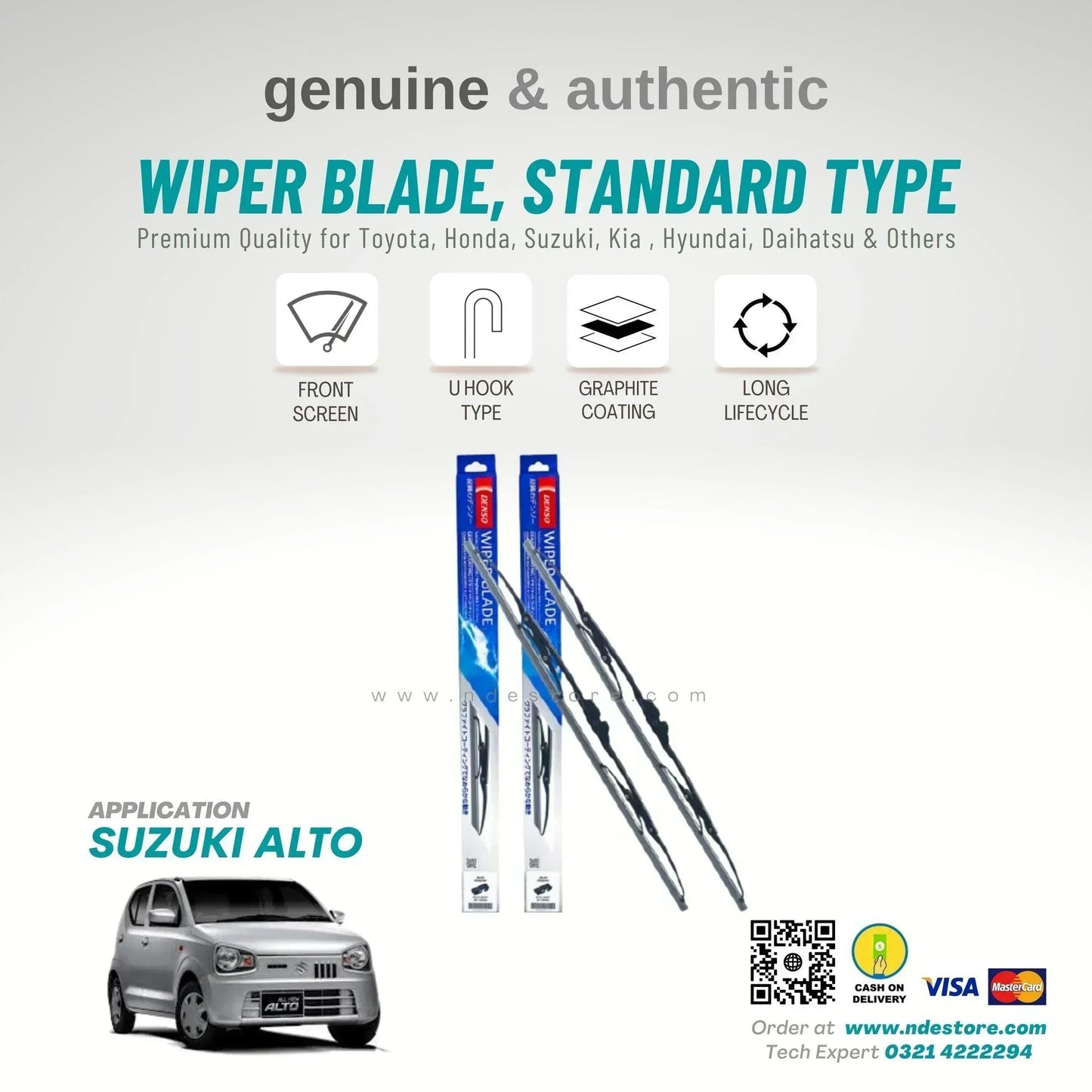WIPER BLADE DENSO STANDARD TYPE FOR SUZUKI ALTO (2018-2025) - ndestore.com