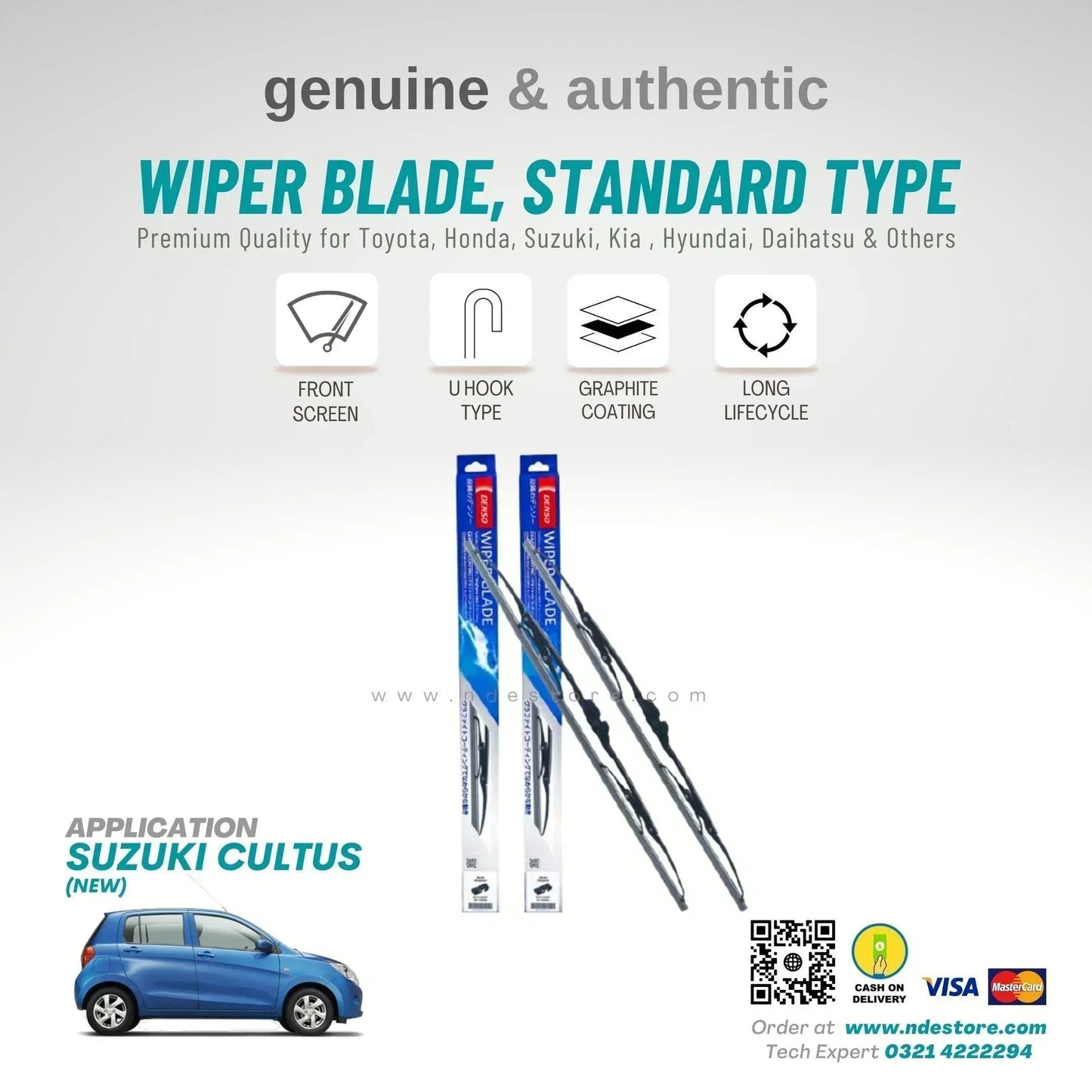 WIPER BLADE DENSO STANDARD TYPE FOR SUZUKI CULTUS (2018-2025) - ndestore.com