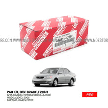 BRAKE DISC PAD SET FRONT GENUINE FOR TOYOTA COROLLA 2.0D (2002-2005) - ndestore.com