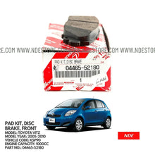 BRAKE DISC PAD SET FRONT GENUINE FOR TOYOTA VITZ KSP90 (2005-2010) - ndestore.com