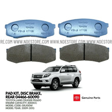 BRAKE DISC PAD SET REAR GENUINE FOR TOYOTA LAND CRUISER PRADO 4000CC (2009-2013) - ndestore.com