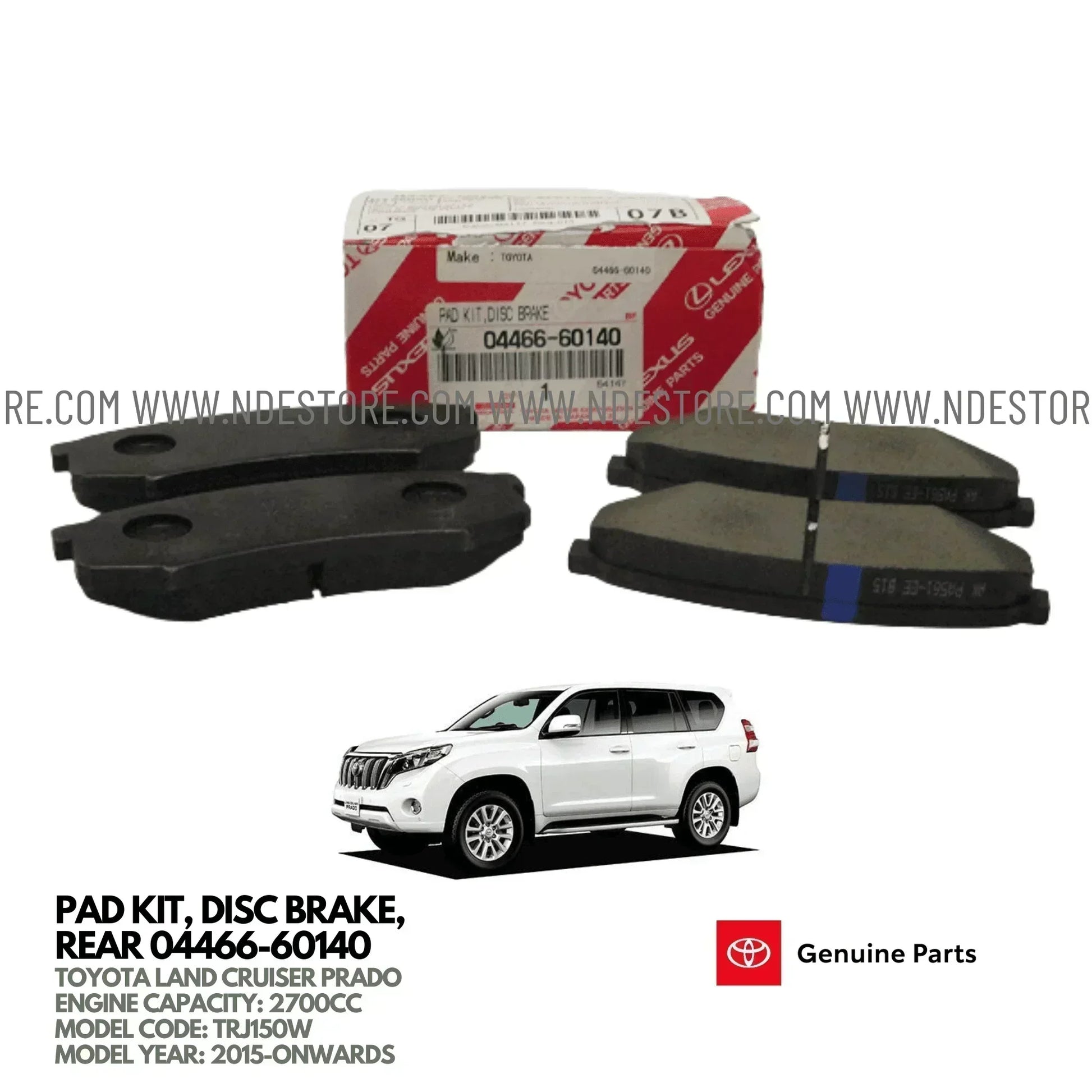 BRAKE DISC PAD SET REAR GENUINE FOR TOYOTA LAND CRUISER PRADO 2700CC (2015-2025) - ndestore.com