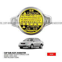 RADIATOR CAP FOR TOYOTA COROLLA 2.0D (2002-2005) - ndestore.com