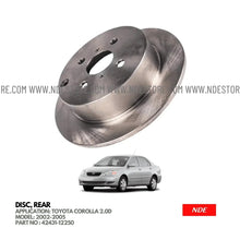 DISC ROTOR BRAKE REAR FOR TOYOTA COROLLA 2.0D (2002-2008) - ndestore.com