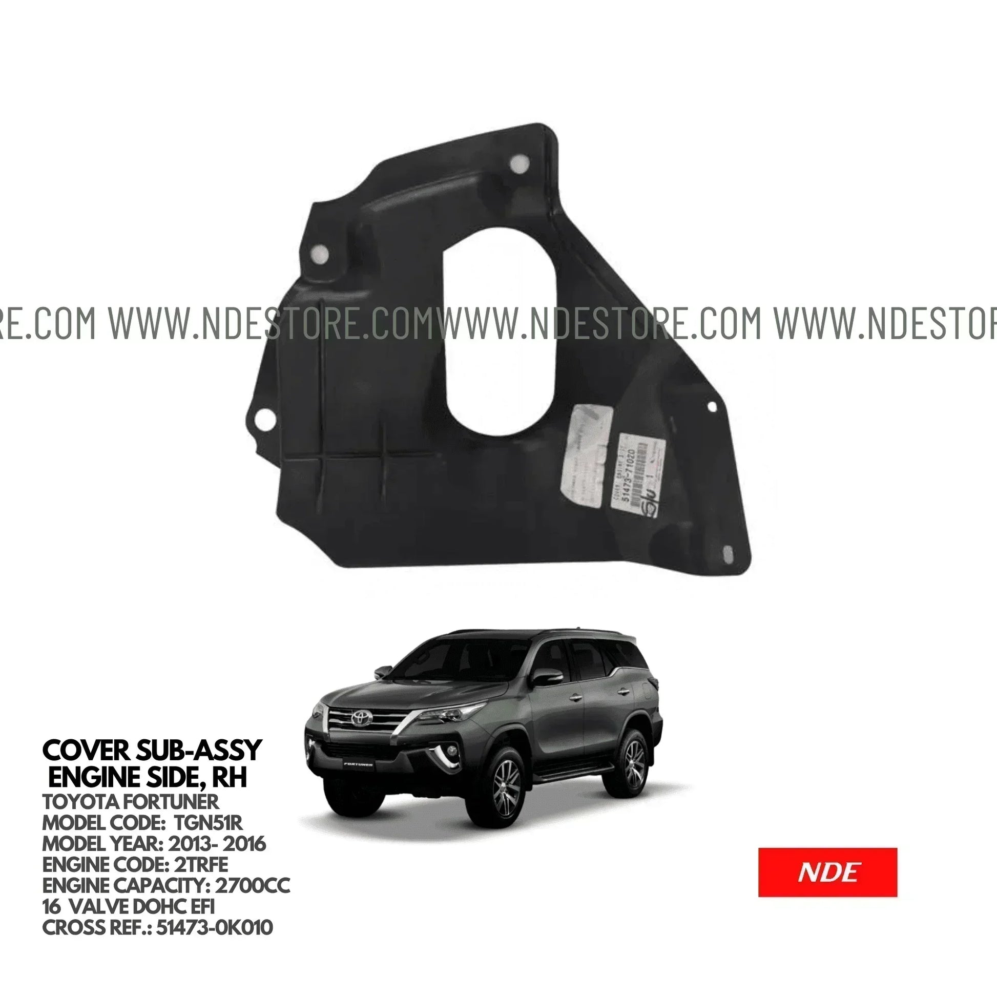 ENGINE SHIELD RIGHT SIDE FOR TOYOTA FORTUNER (2013-2016) - ndestore.com