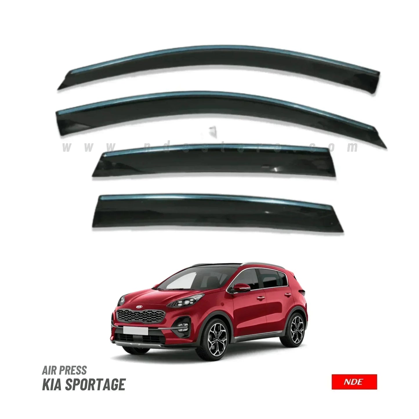 AIR PRESS BLACK TINTED DOOR WINDOW VISOR FOR KIA SPORTAGE - TXR - ndestore.com
