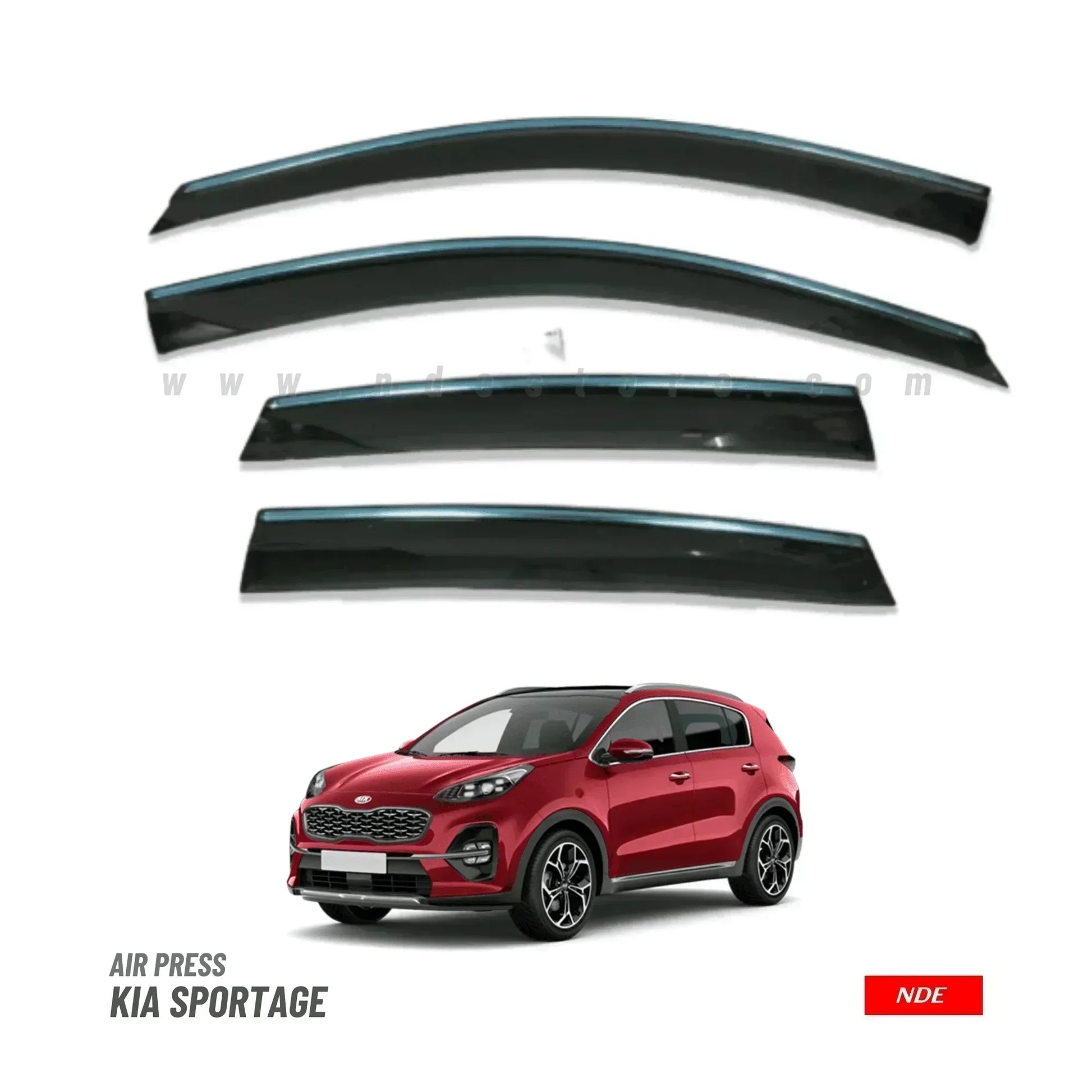 AIR PRESS BLACK TINTED DOOR WINDOW VISOR FOR KIA SPORTAGE - TXR - ndestore.com