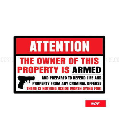 STICKER ATTENTION ARMED - ndestore.com